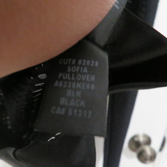 Koral Women Sz S Black Sofia Pullover Sweatshirt Faux Leather Trim Sheer Texture - Picture 7 of 8